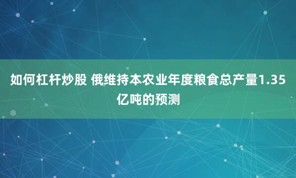 如何杠杆炒股 俄维持本农业年度粮食总产量1.35亿吨的预测